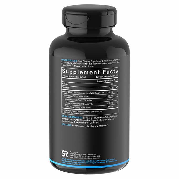 Triple Strength Omega 3 Fish Oil 1250 mg 150 ct D79702