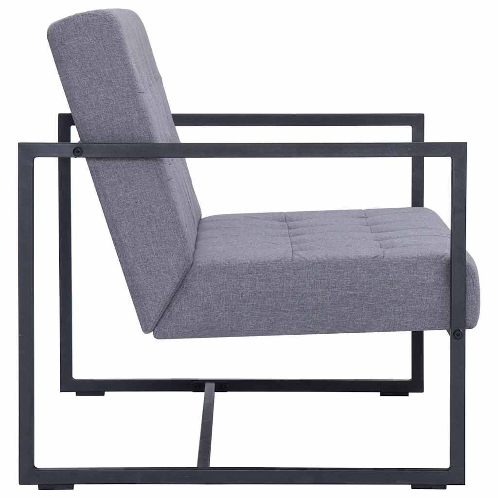 Light Gray Fabric 2 Seater Loveseat Sofa with Steel Legs M4461