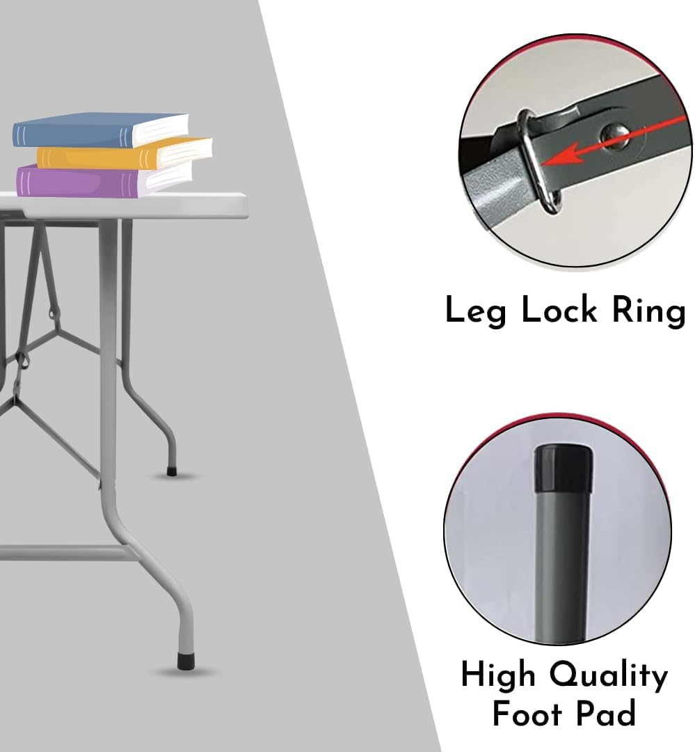 6ft White Portable Folding Utility Table R338926