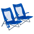 2 Pack Low Beach Lounge Chair with Cup Holder & Carry Bag N84435
