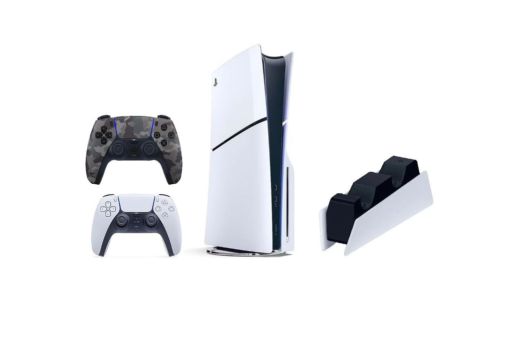 Playstation 5 Slim Disc 1TB Console Bundle with Controllers and Charging Station N4628