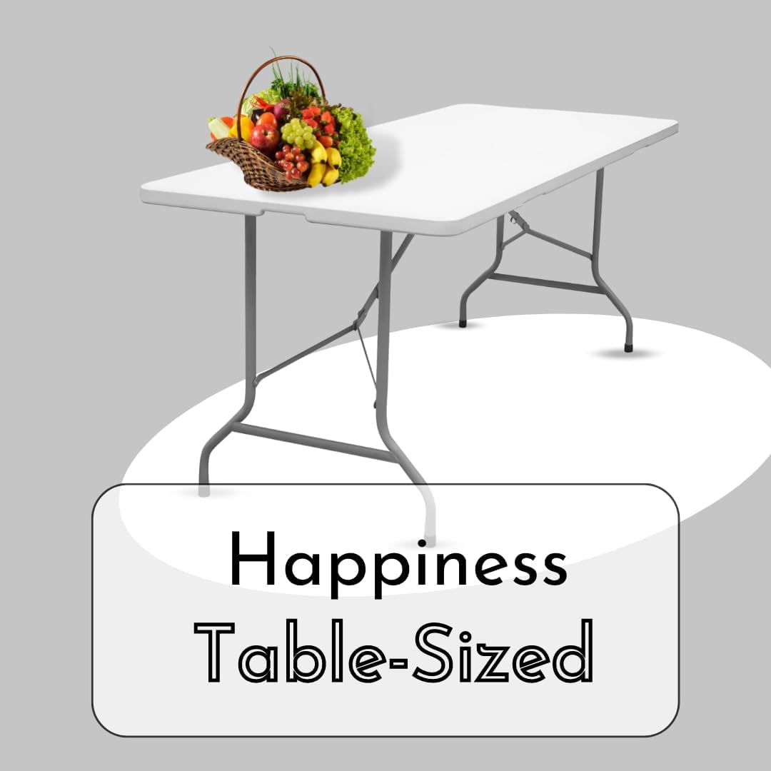 6ft White Portable Folding Utility Table R338926