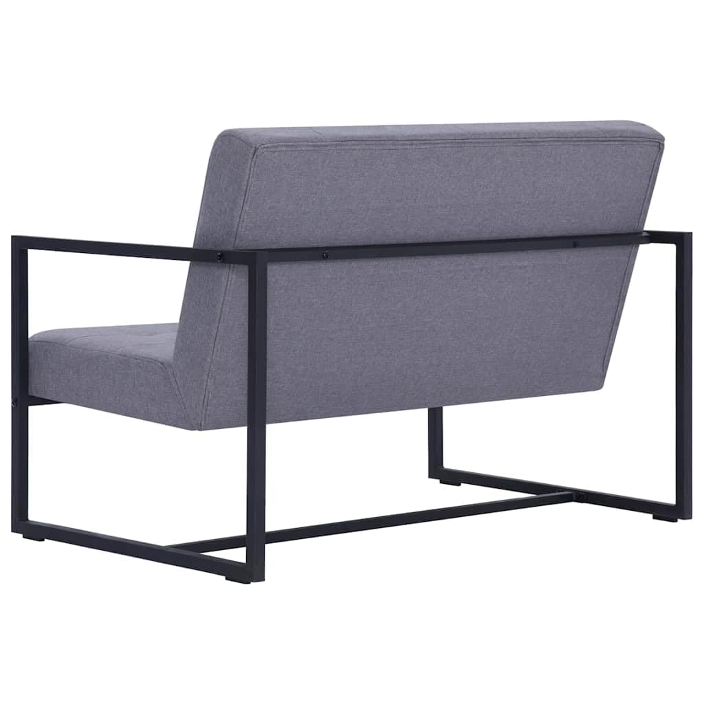 Light Gray Fabric 2 Seater Loveseat Sofa with Steel Legs M4461