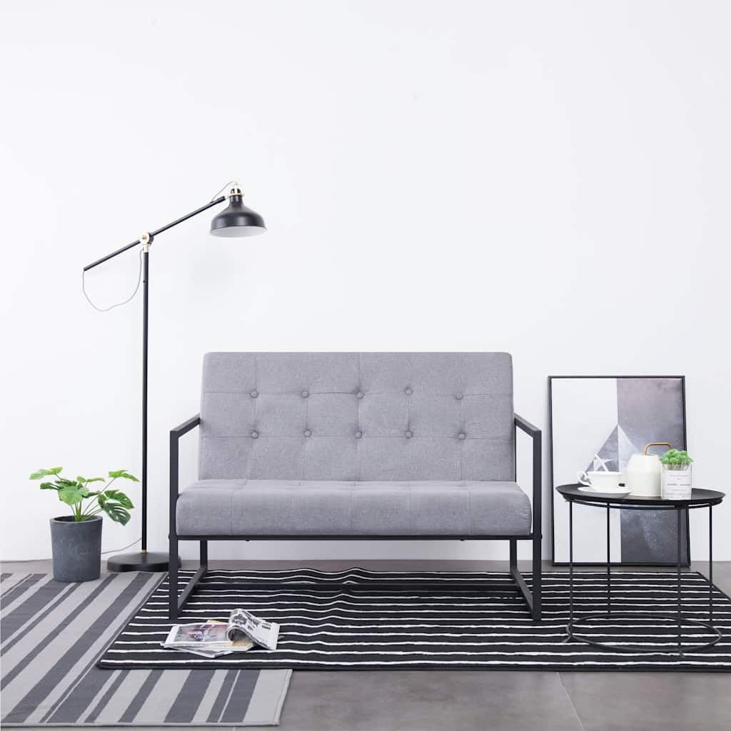 Light Gray Fabric 2 Seater Loveseat Sofa with Steel Legs M4461