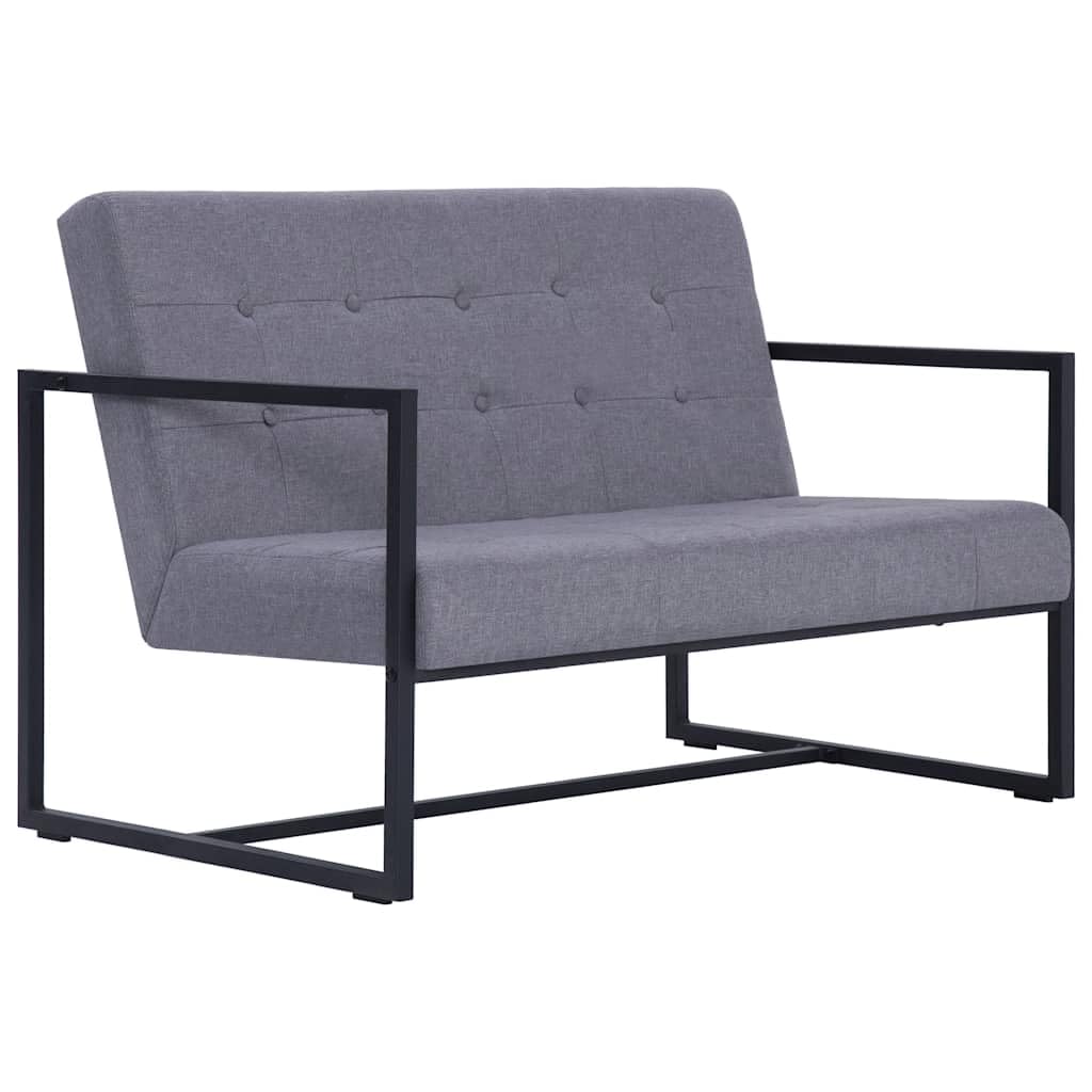Light Gray Fabric 2 Seater Loveseat Sofa with Steel Legs M4461