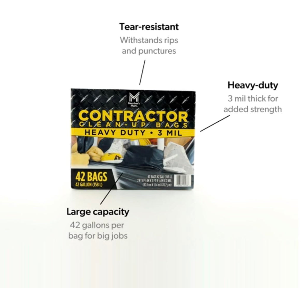 Commercial Contractor Clean-Up Trash Bags 42 gal. 42 ct. F9025