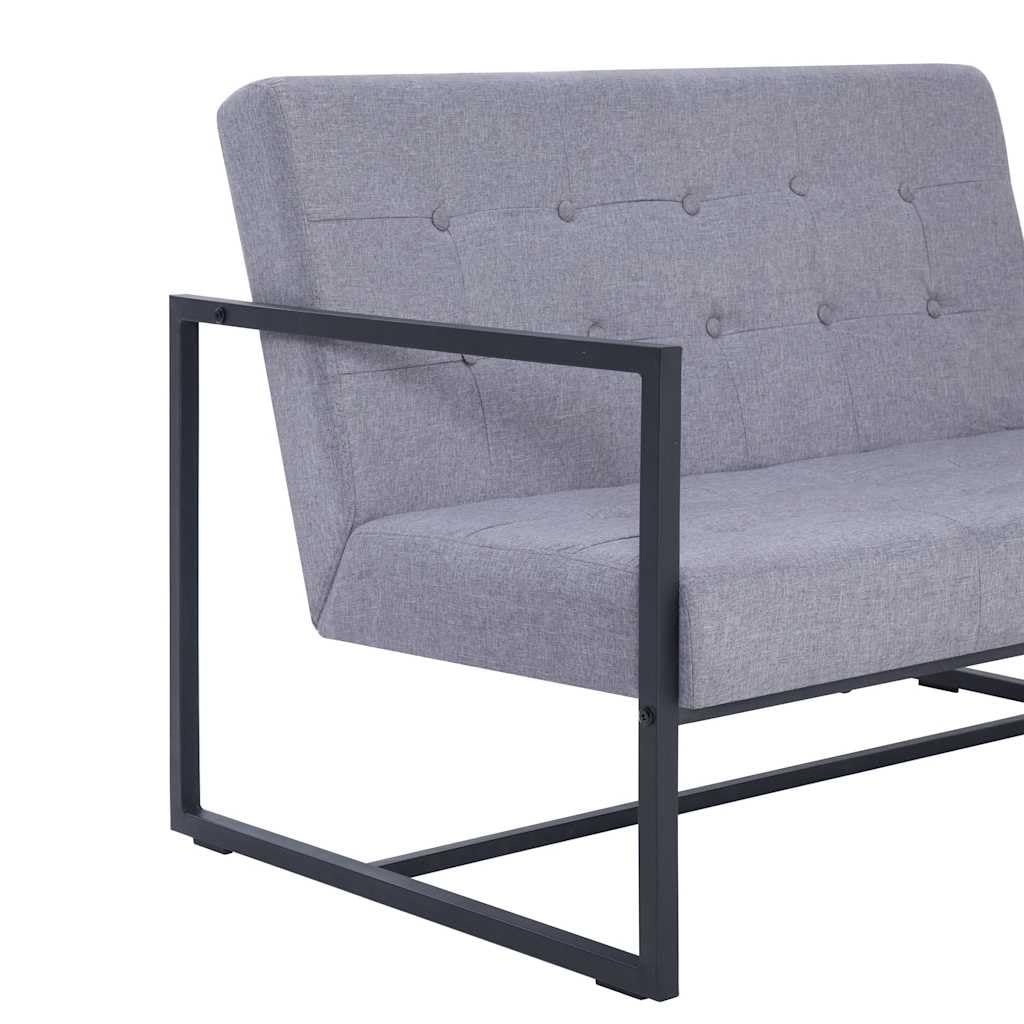 Light Gray Fabric 2 Seater Loveseat Sofa with Steel Legs M4461