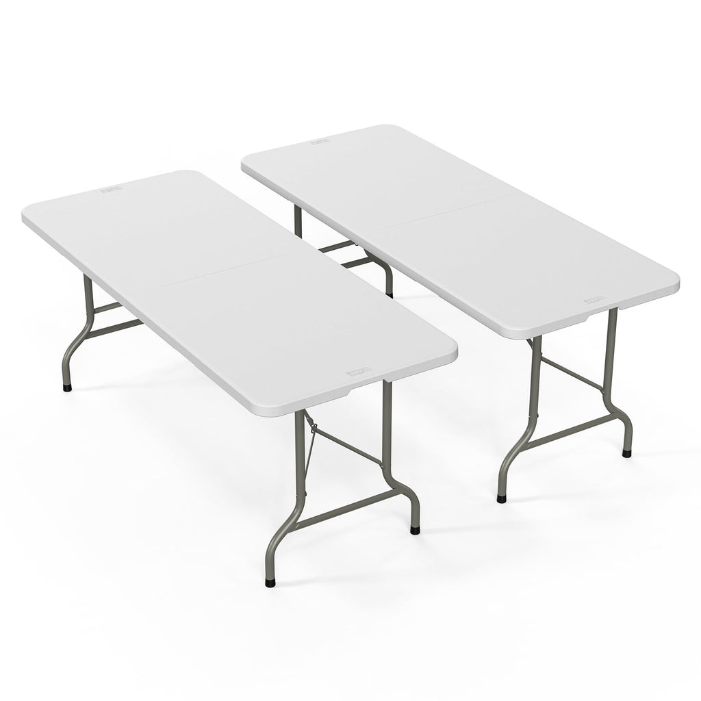 White 6-Foot Portable Plastic Folding Table 2 Pack F122