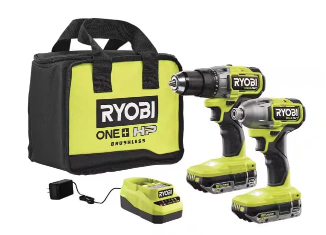 18V Brushless Cordless 2-Tool Combo Kit with 2.0 AH Batteries and Charger D762489