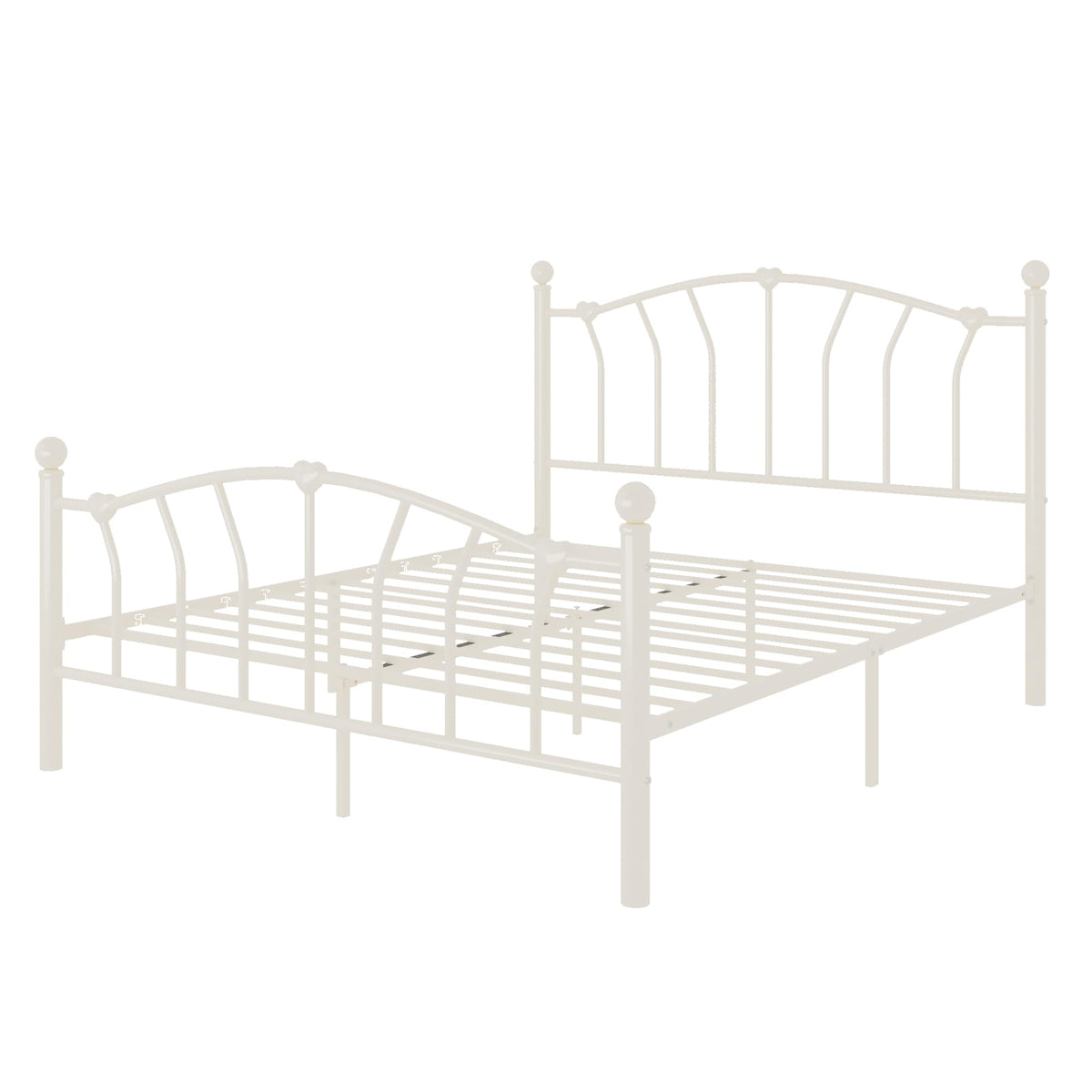 Full Size Cream White Metal Bed Frame Q6076