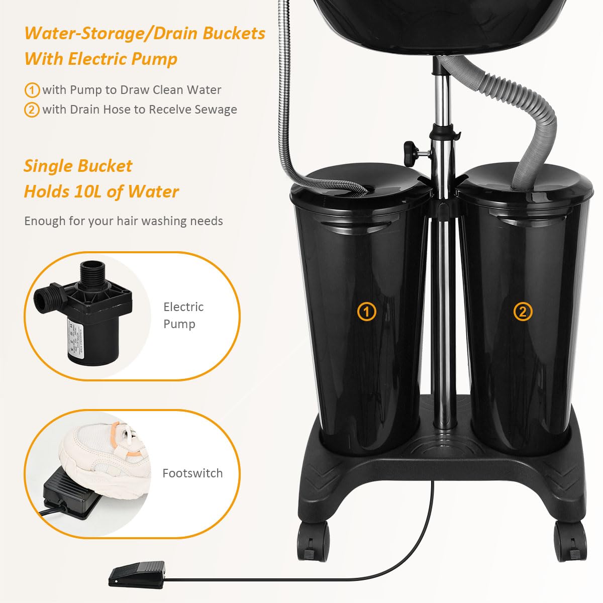Portable Shampoo Bowl with Electric Pump O652952