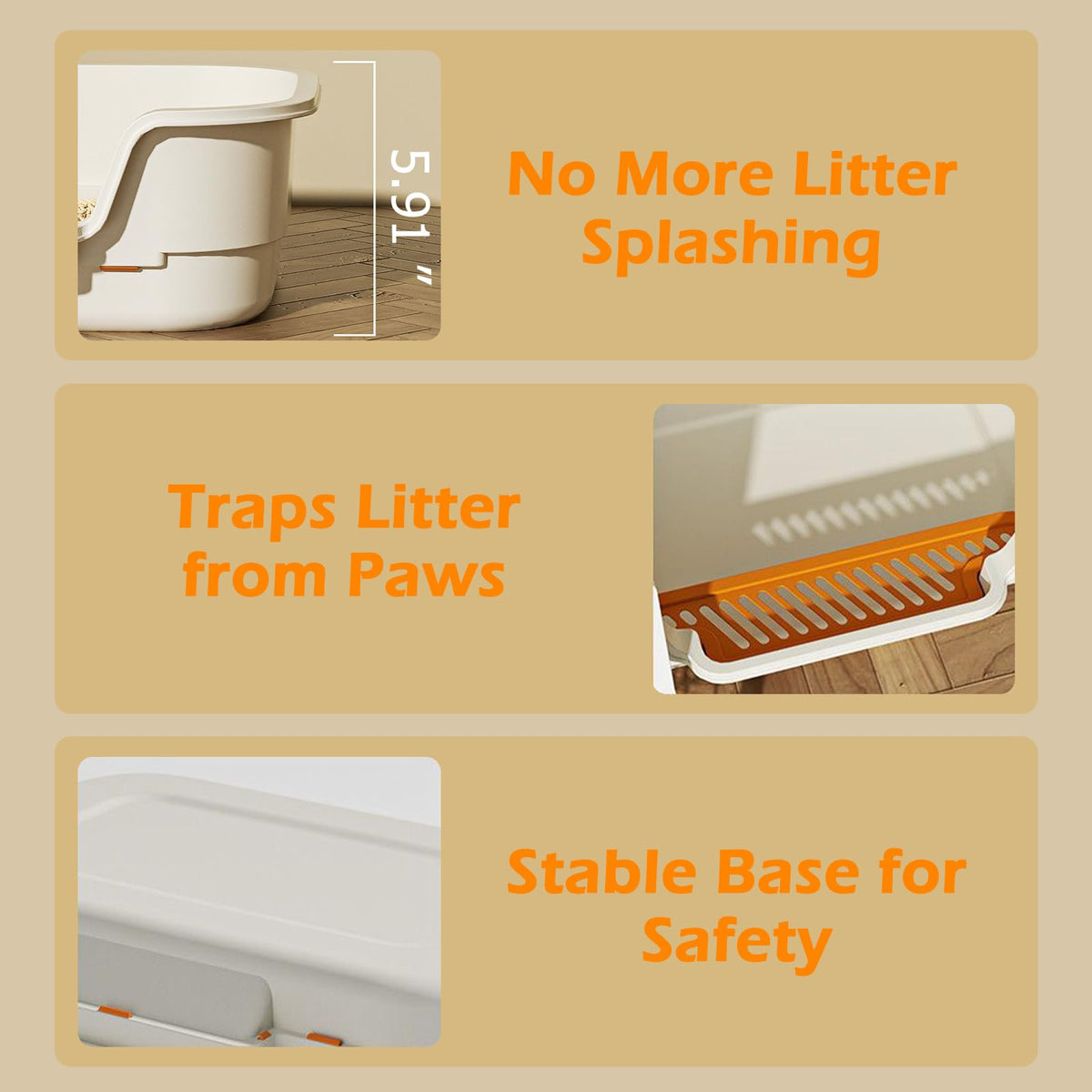 Large High Sides Low Entry Cat Litter Box C4917