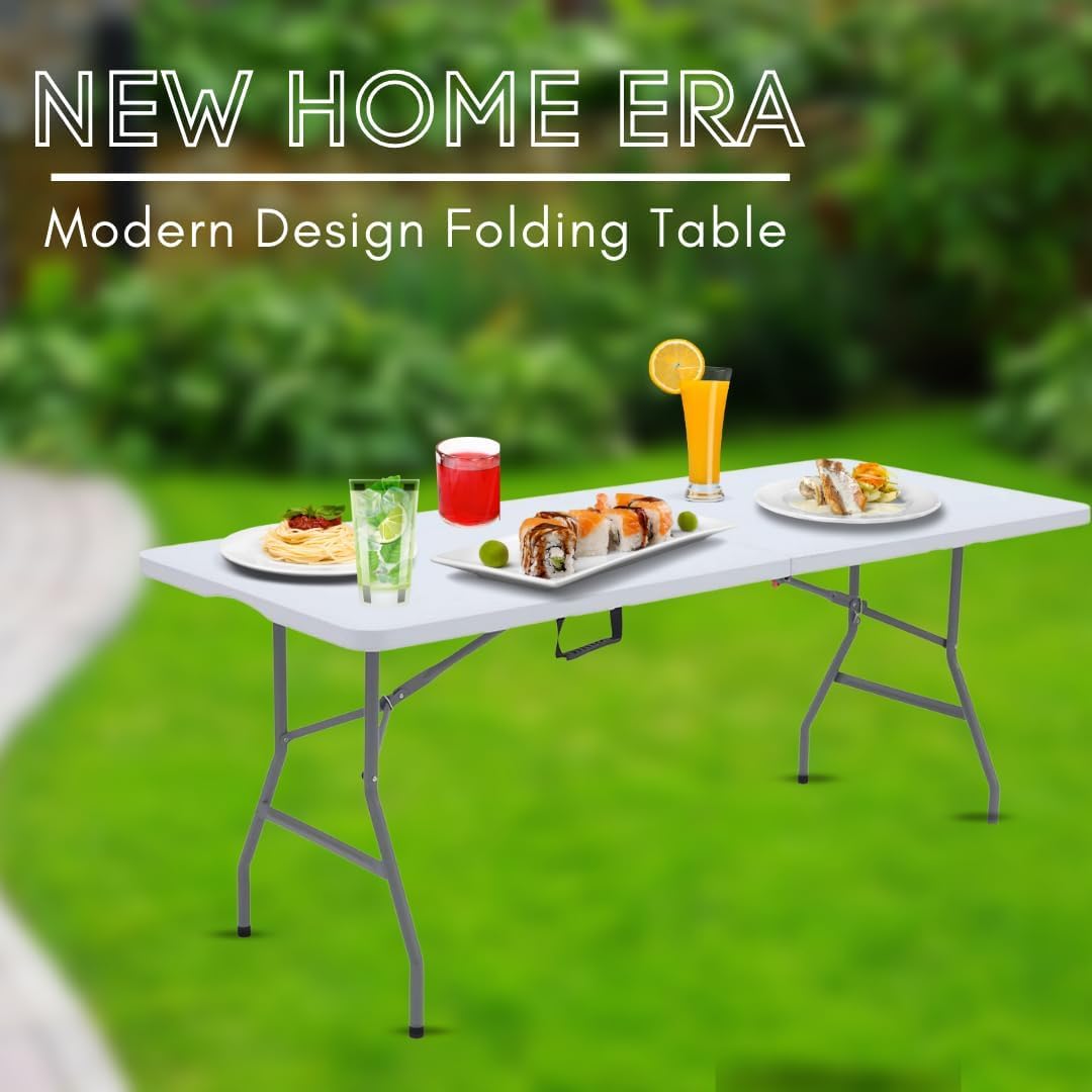 6ft White Portable Folding Utility Table R338926