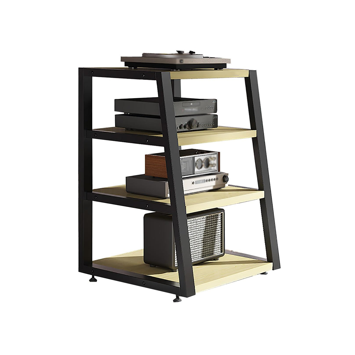 Black Corner Media Stand with Shelves V88020