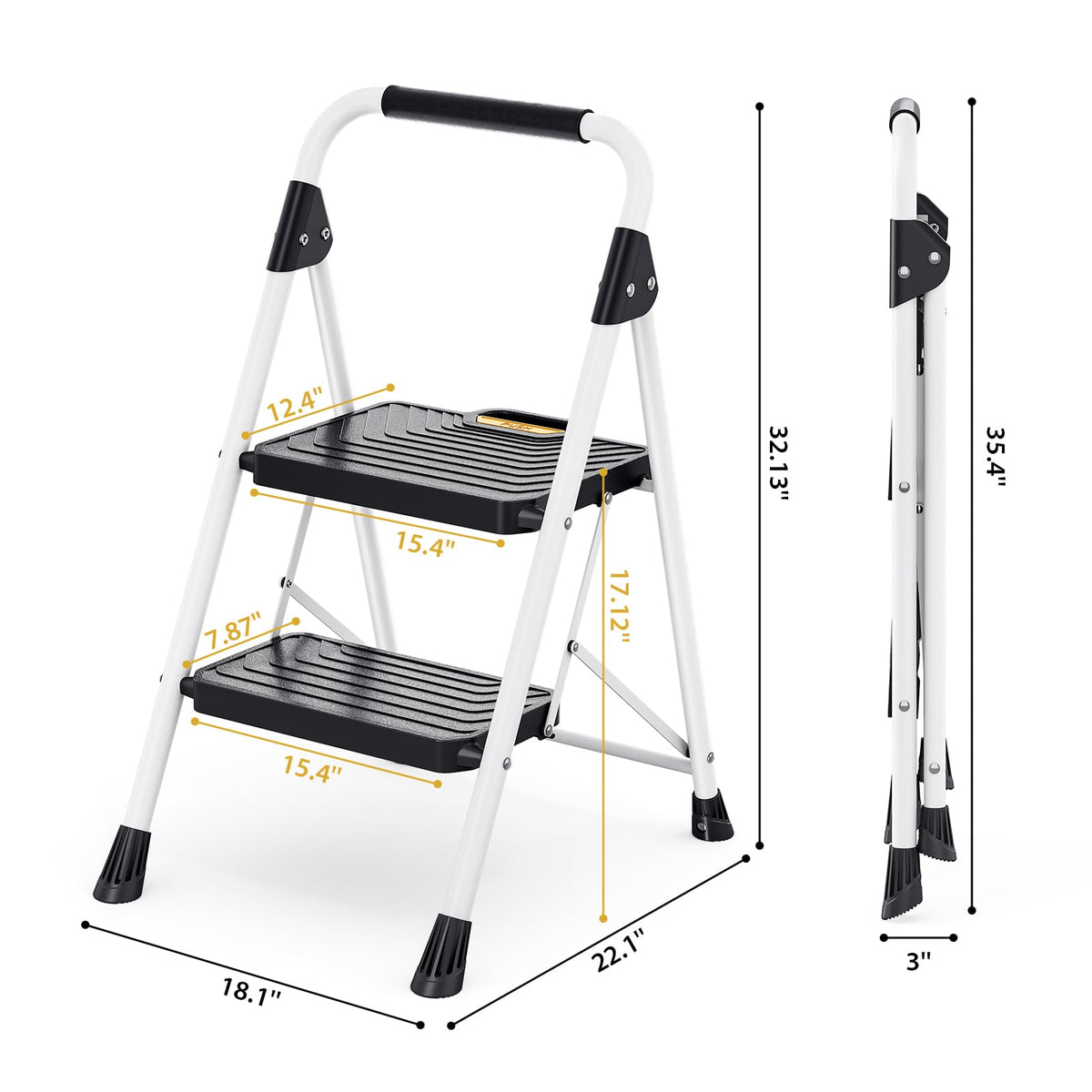 2 Step Folding Step Stool White N76227