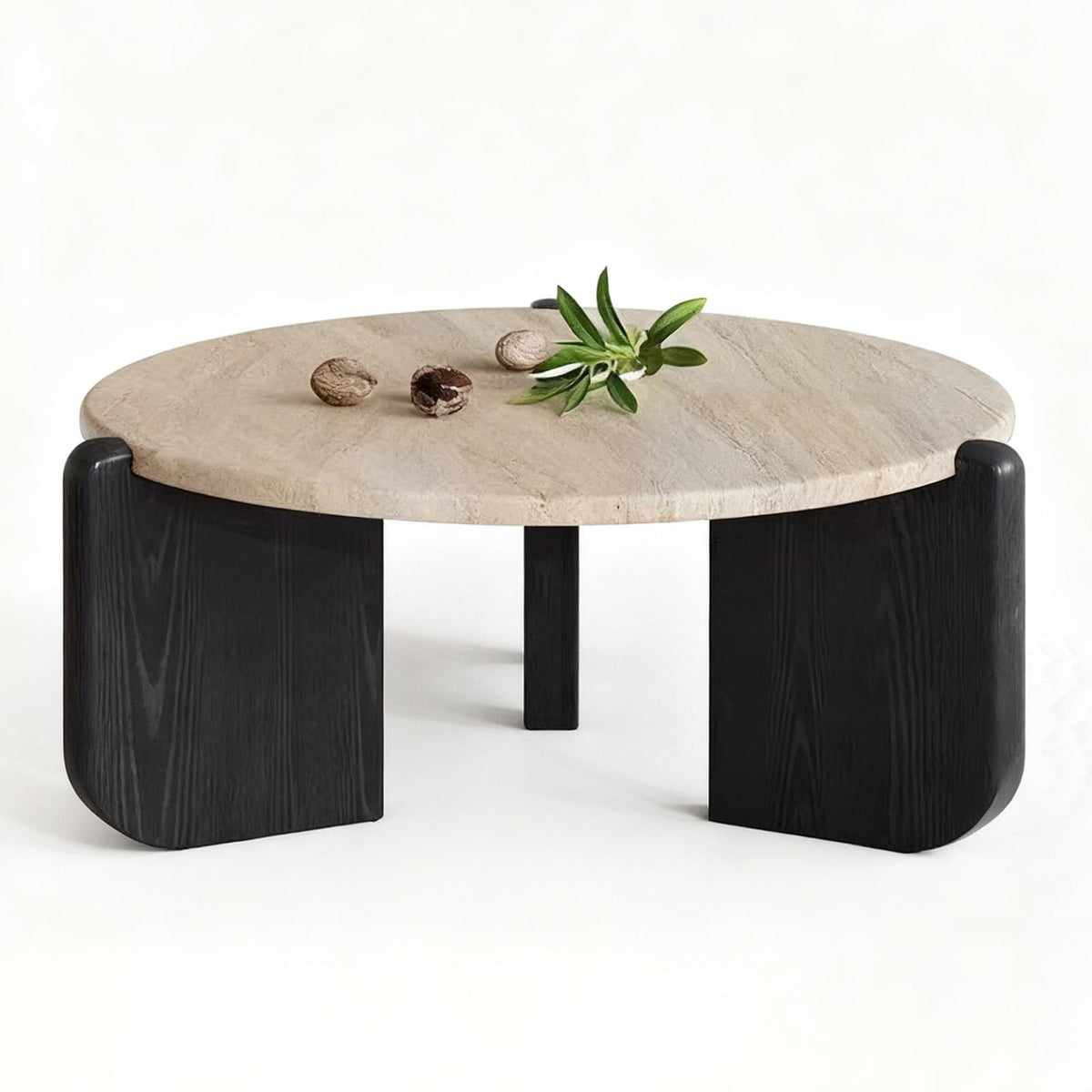 Solid Wood Stone Top Coffee Table D7891