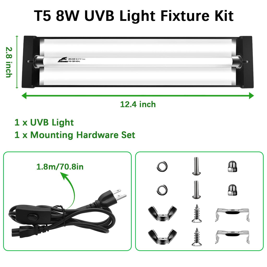 8W UVA UVB Reptile Light Fixture Combo Kit X268