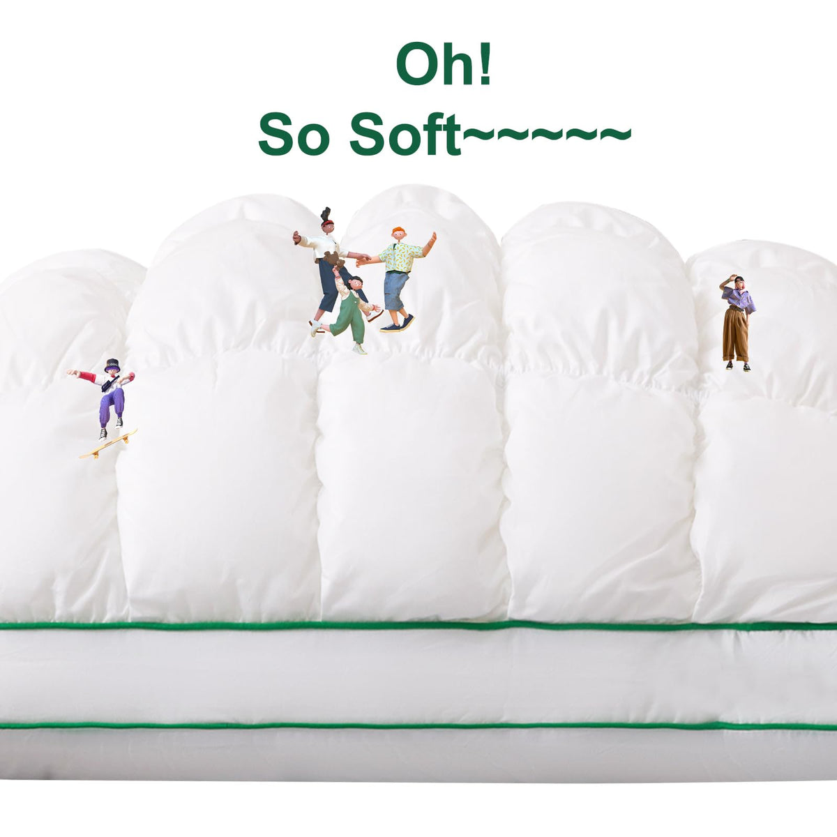Fluffy Support Bed Pillow Queen Size Set of 2 White R68305