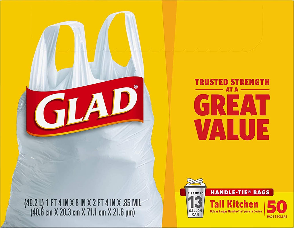 13 Gal. Tall Kitchen Handle-Tie Bags 50 ct Pack of 4 M802229
