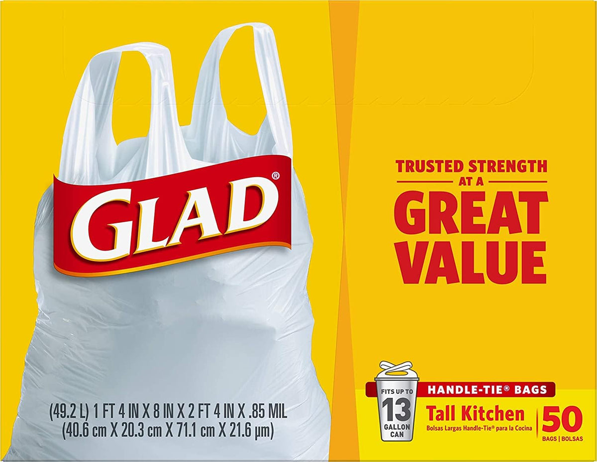 13 Gal. Tall Kitchen Handle-Tie Bags 50 ct Pack of 4 M802229