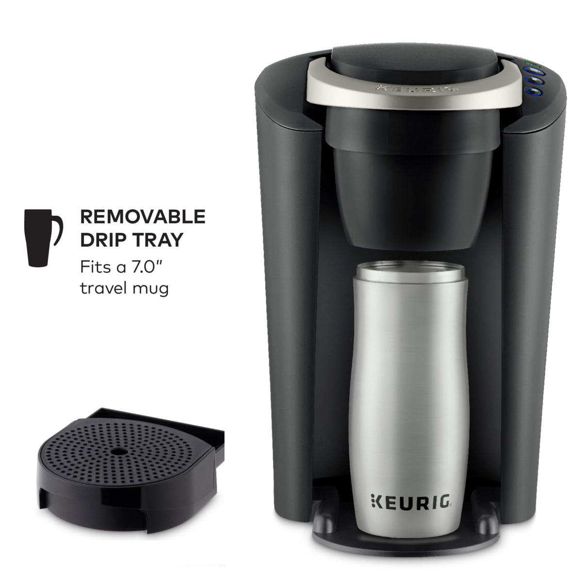 Black Single-Serve Coffee Maker with 3 Brew Sizes D327788