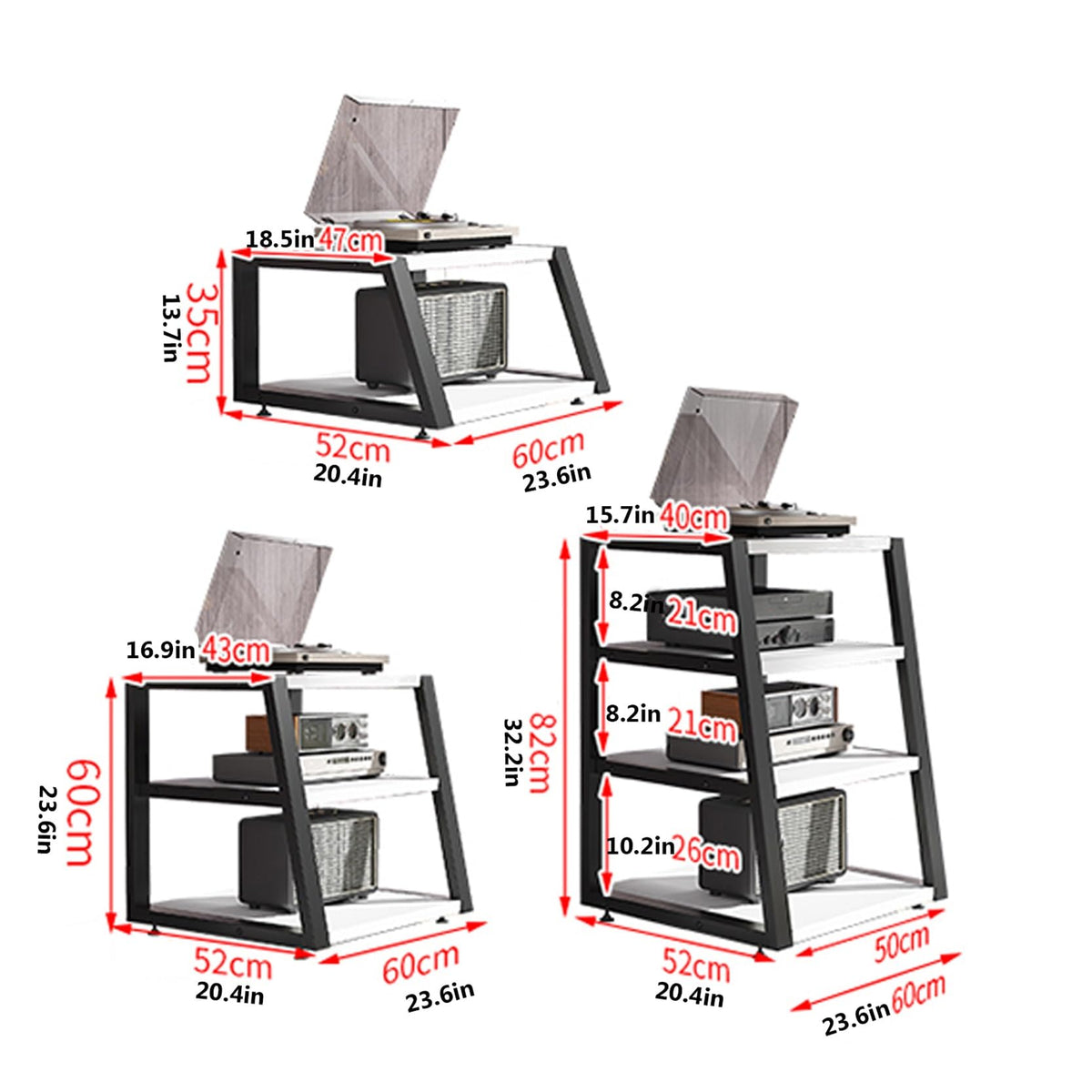 Black Corner Media Stand with Shelves V88020
