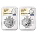 Morgan and Peace Silver Dollar 2pc Set H899