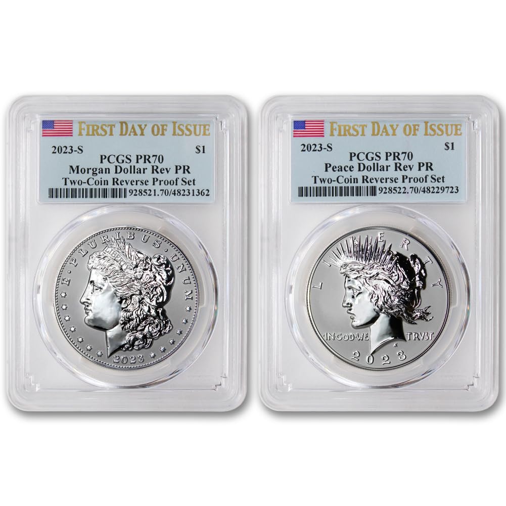 Set of 2 American Silver Morgan and Peace Dollar $1 D6899