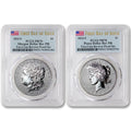 Set of 2 American Silver Morgan and Peace Dollar $1 D6899