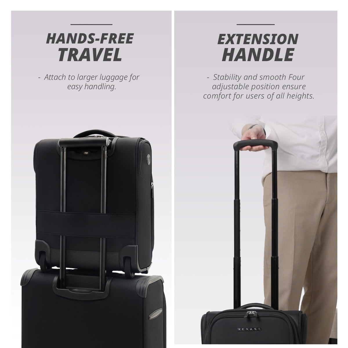 16-Inch Black Underseat Carry On Luggage with Wheels H430152
