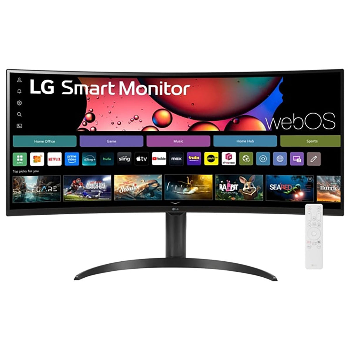34" Curved UltraWide WQHD Smart Monitor with HDR10 100Hz Adjustable Stand A60053