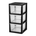 Black 3 Drawer Plastic Storage Tower S28450