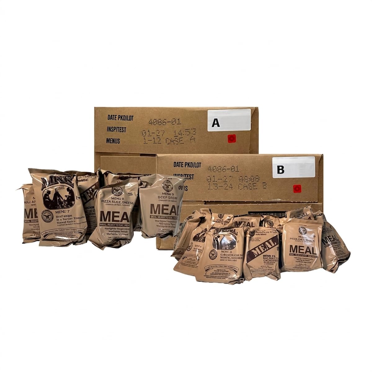2027 Inspection Ready to Eat A & B MRE Meal 24 Total Meals S52696