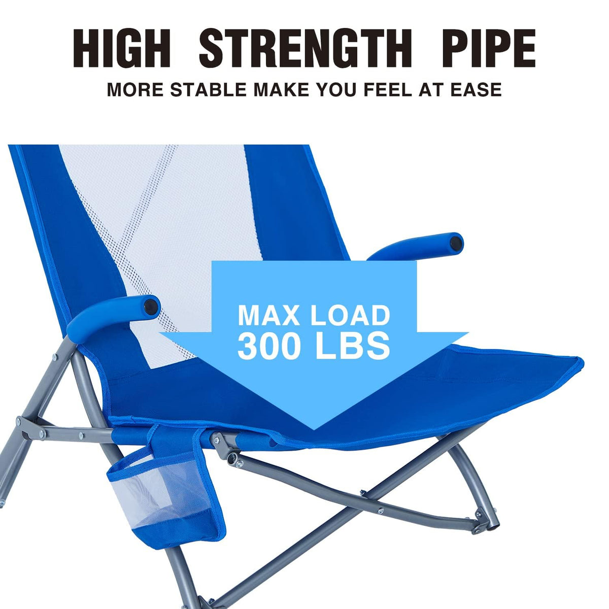 2 Pack Low Beach Lounge Chair with Cup Holder & Carry Bag N84435