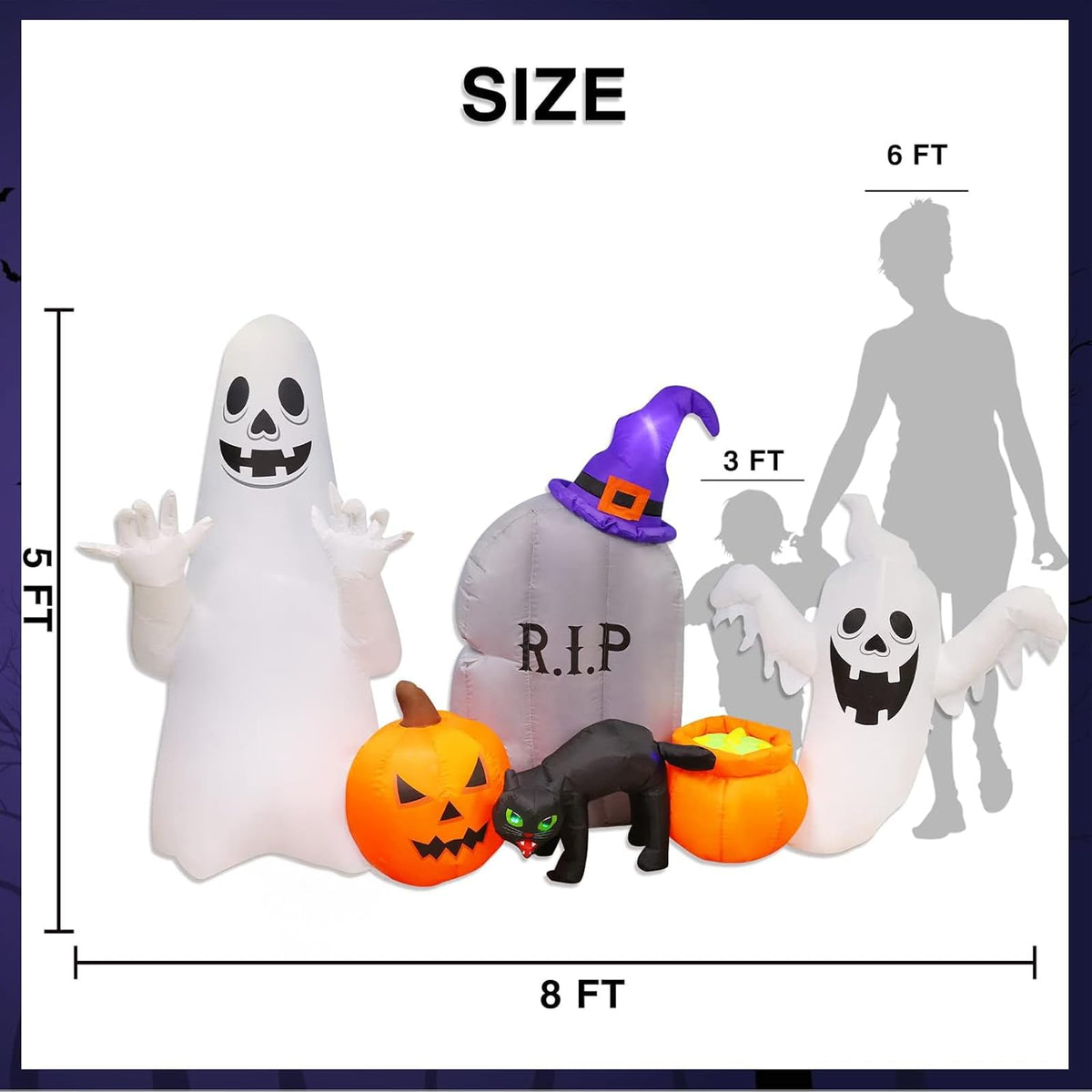 8FT Inflatable Ghost Cat Pumpkin J786