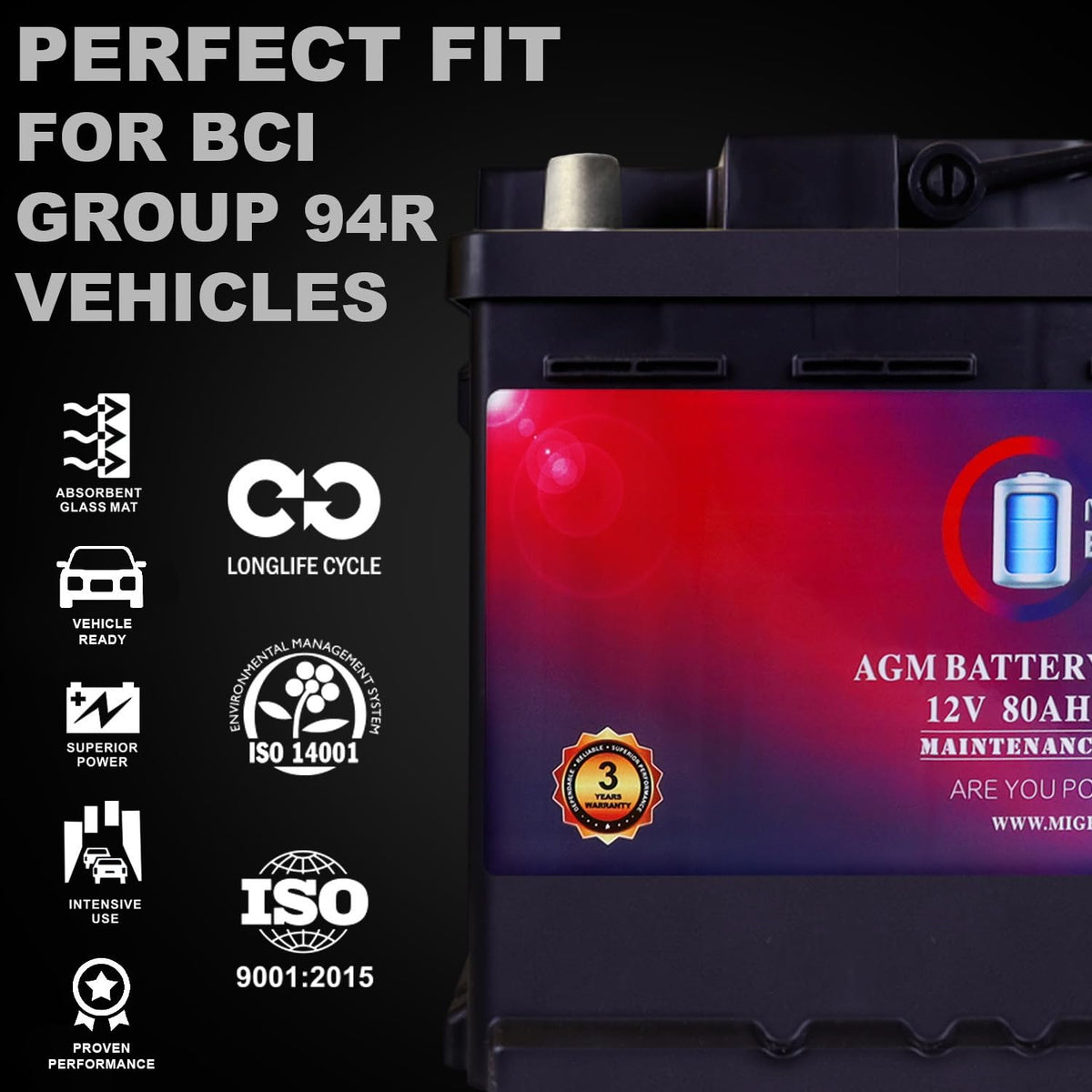 12V 80AH 850 CCA Replacement Battery V6984
