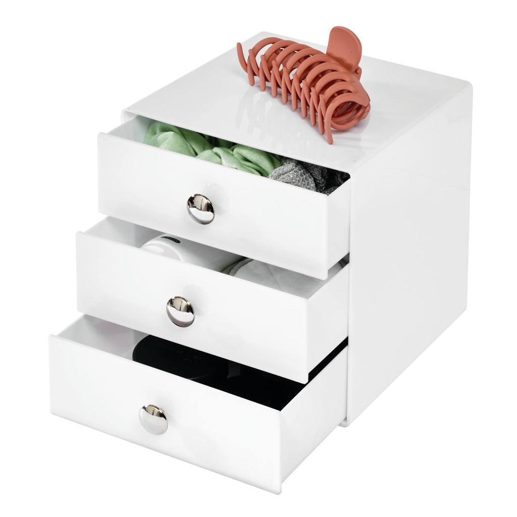 3-Drawer Plastic Vanity Organizer Set White C54860