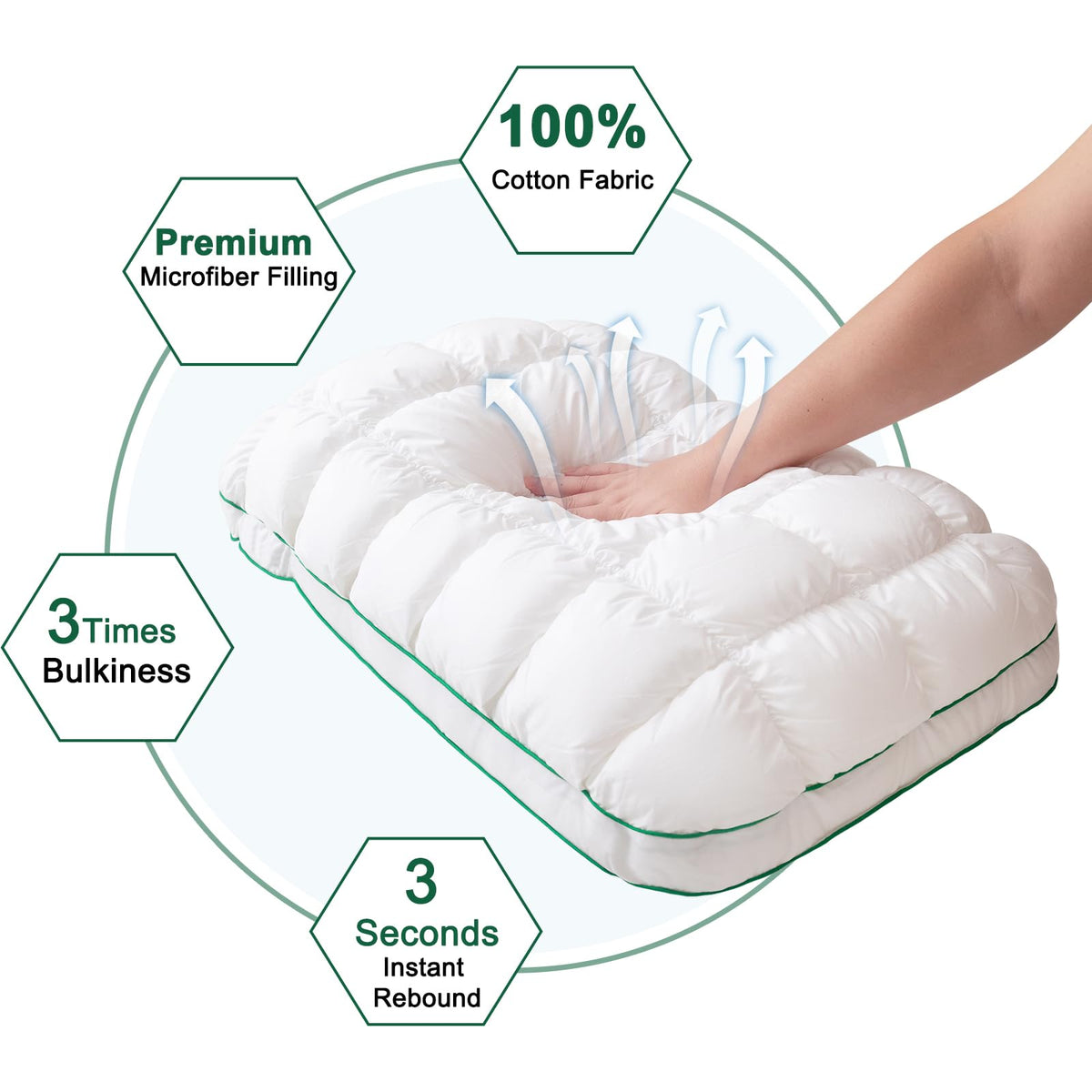 Fluffy Support Bed Pillow Queen Size Set of 2 White R68305