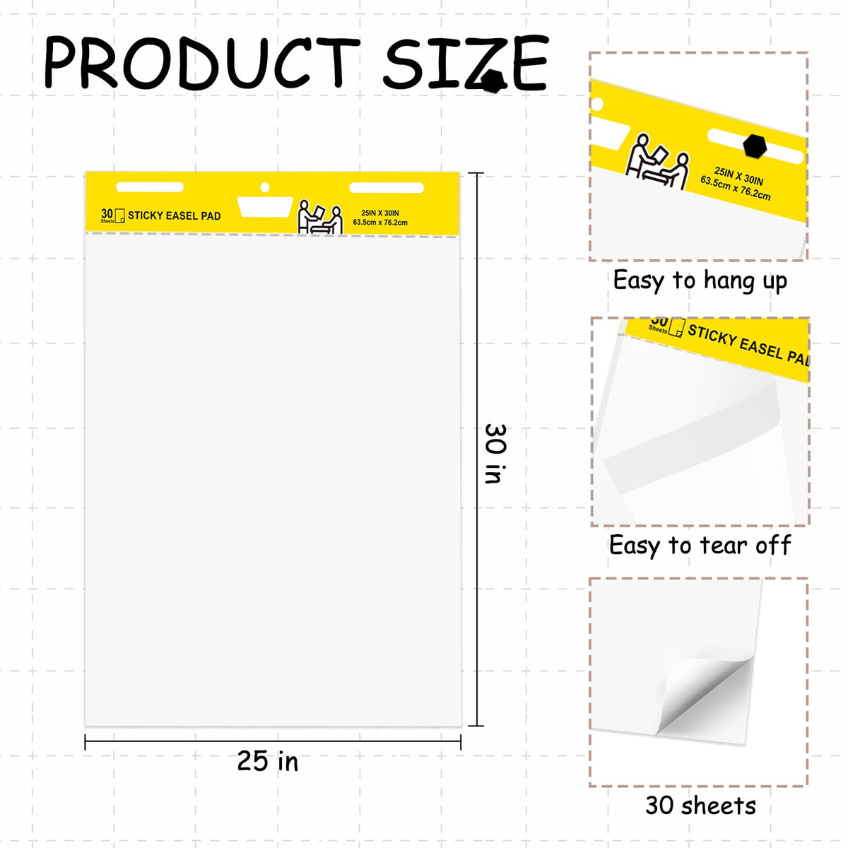 Sticky Easel Pad, 25 x 30 Inches, 30 Sheets/Pad, 2 Pads Z90439