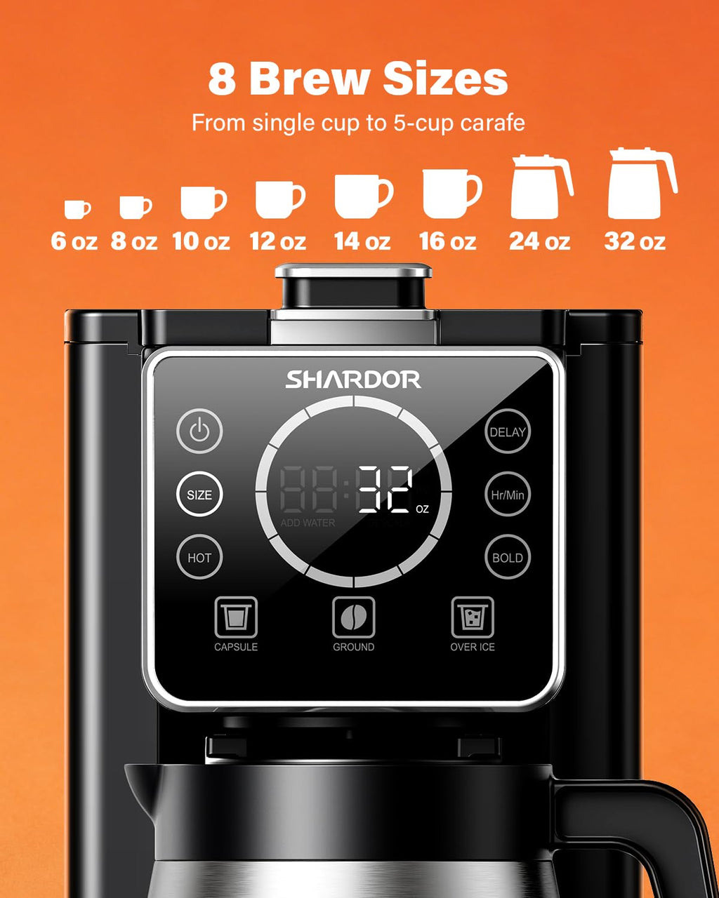 Single Serve Coffee Maker with Thermal Carafe, Matte Black U33786