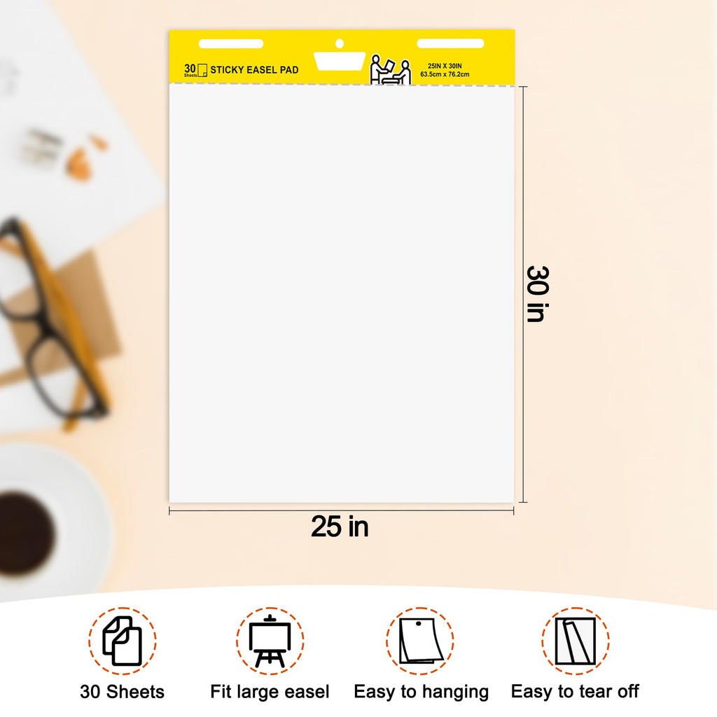 Self Stick Flip Chart Paper 25 in x 30 in 30 Sheets 4 Pad Pack White Z95951