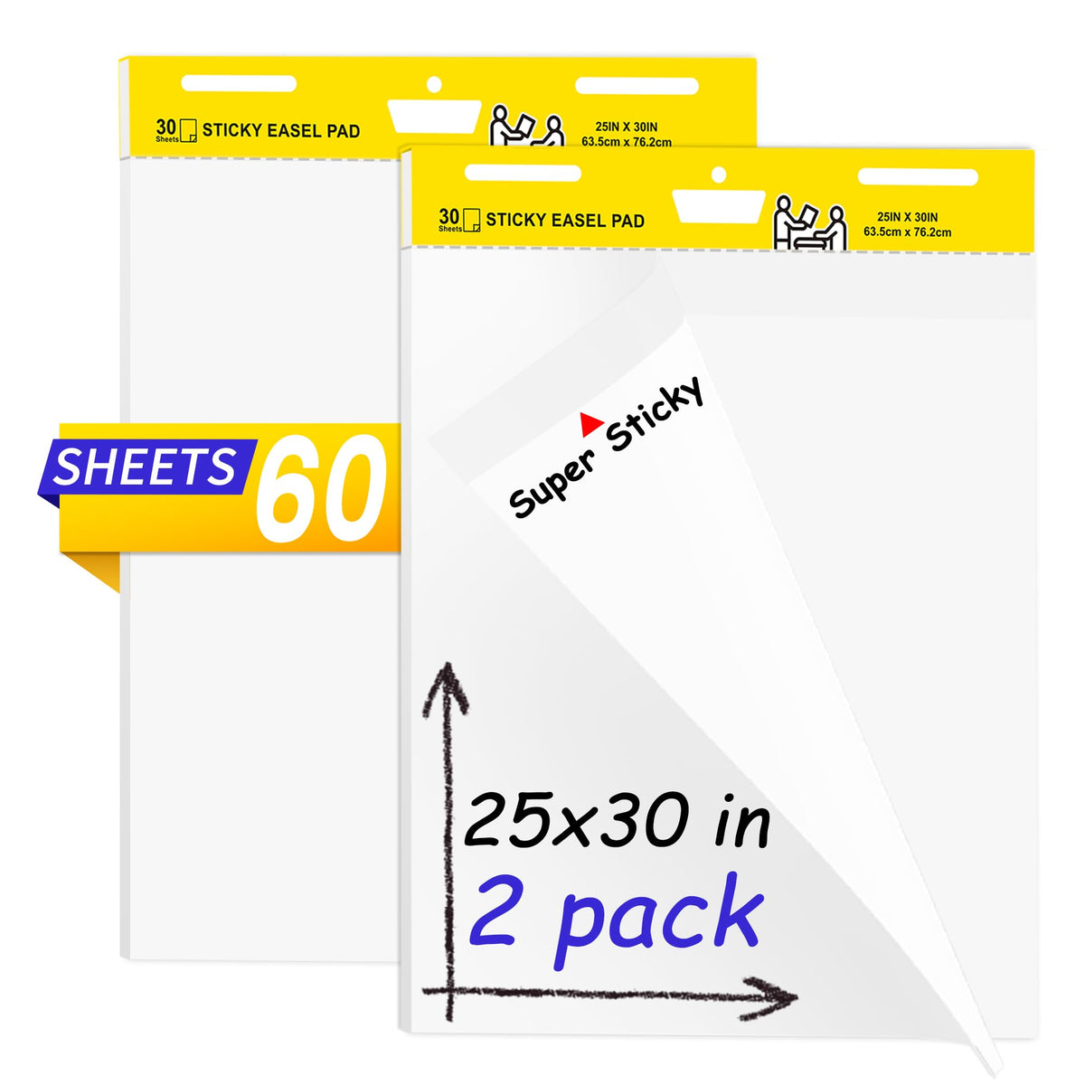 Sticky Easel Pad, 25 x 30 Inches, 30 Sheets/Pad, 2 Pads Z90439