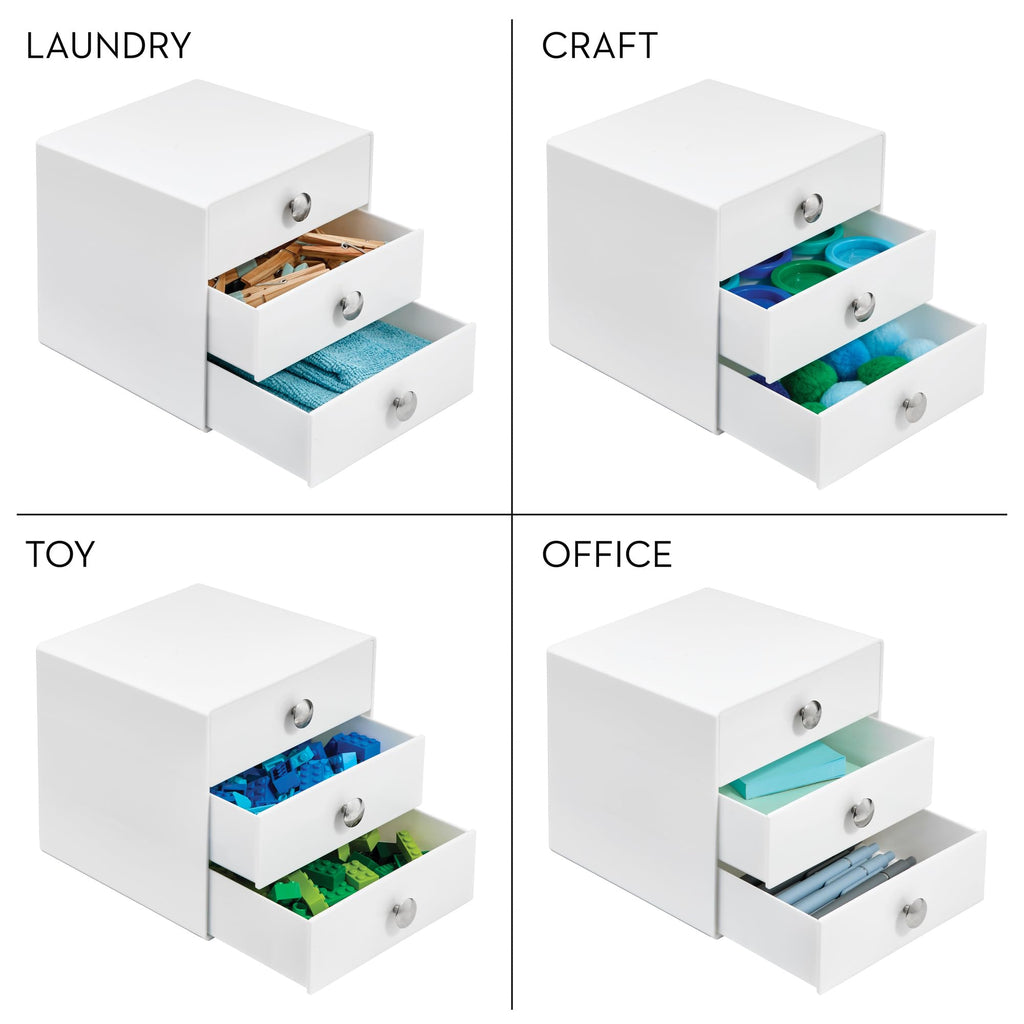 3-Drawer Plastic Vanity Organizer Set White C54860