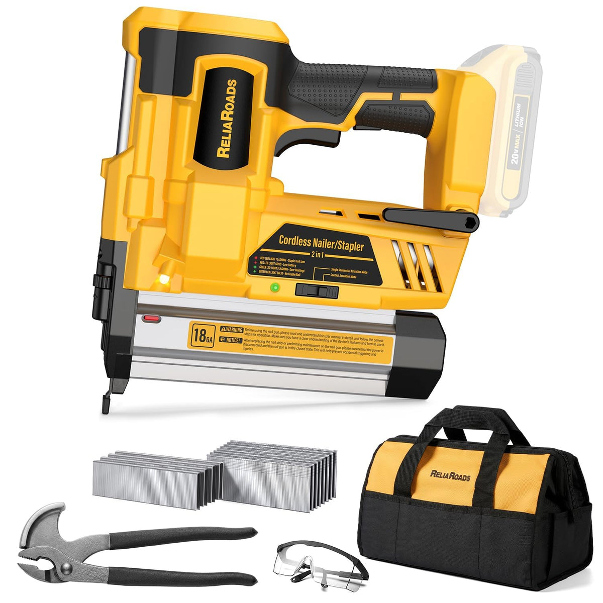 2" Cordless Brad Nailer 18GA Battery Powered Nail Gun with Toolbag Z716