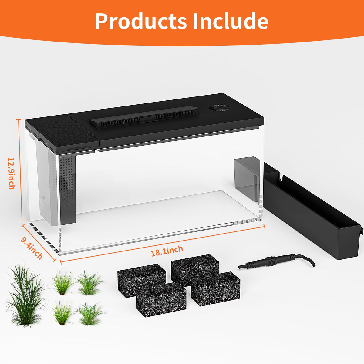 3.7 Gallon Betta Fish Tank Kit with Filter Light Water Pump C124903