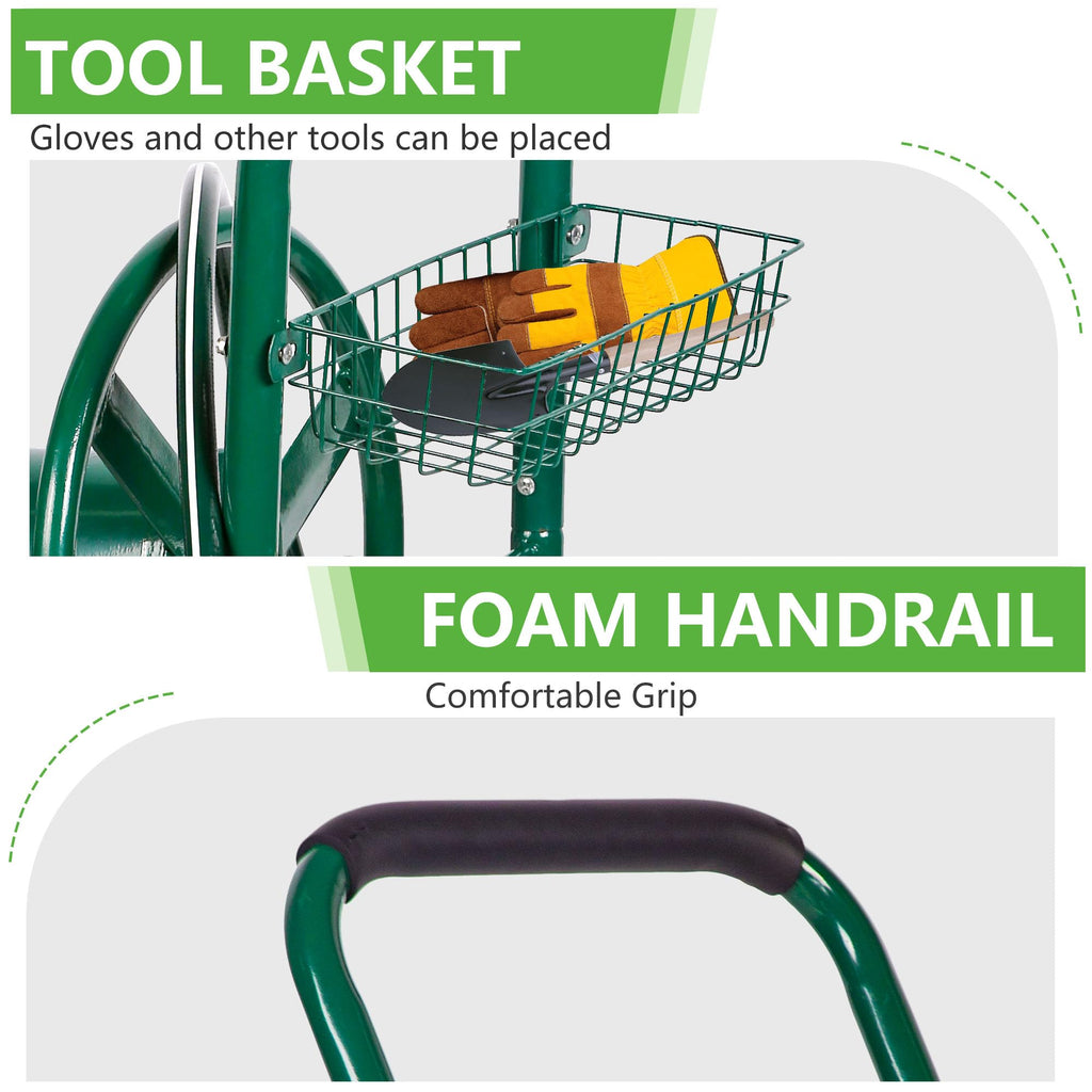 Garden Hose Reel Cart with 4 Wheels D812