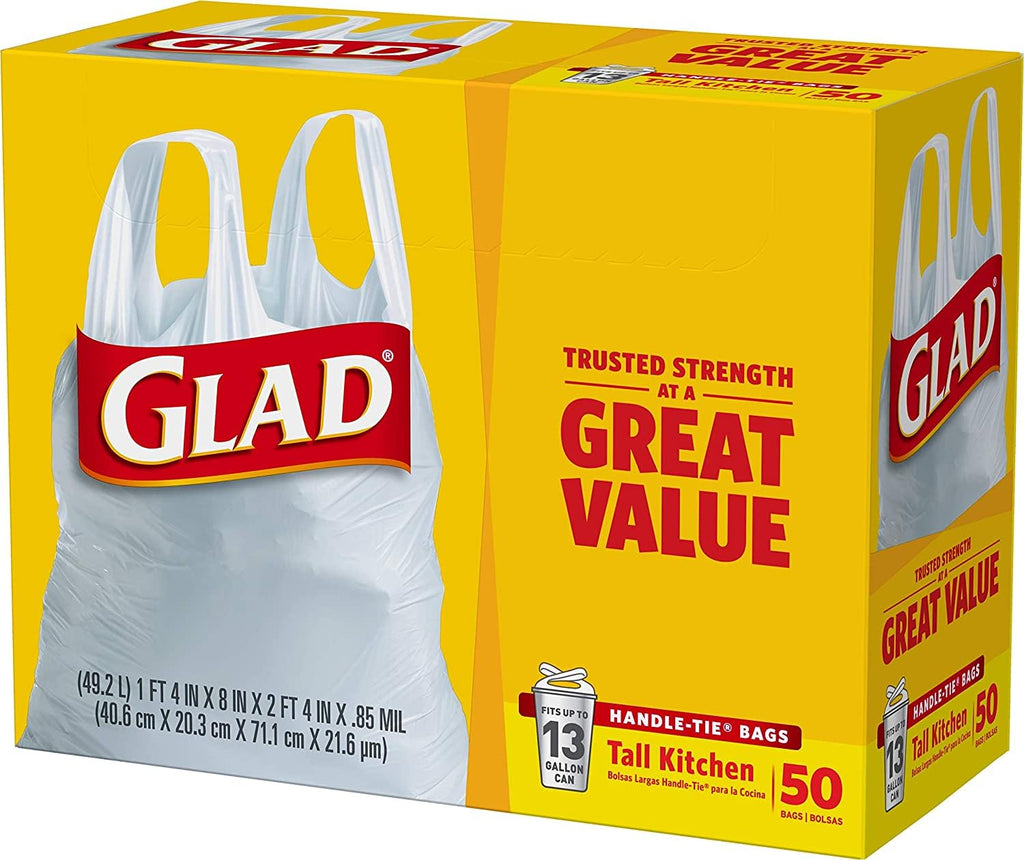 13 Gal. Tall Kitchen Handle-Tie Bags 50 ct Pack of 4 M802229