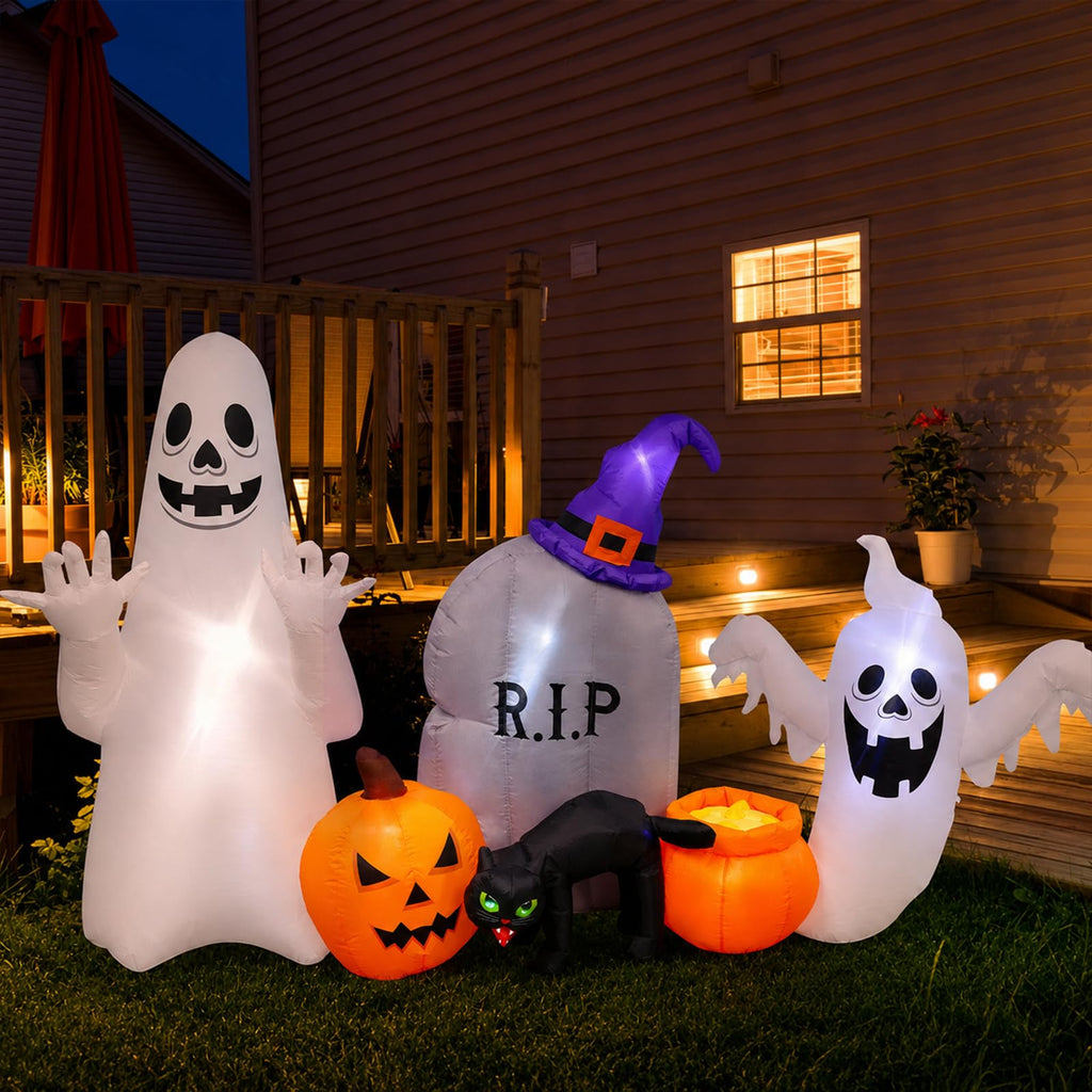 8FT Inflatable Ghost Cat Pumpkin J786
