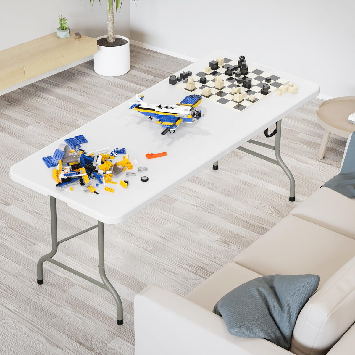 White 6-Foot Portable Plastic Folding Table 2 Pack F122