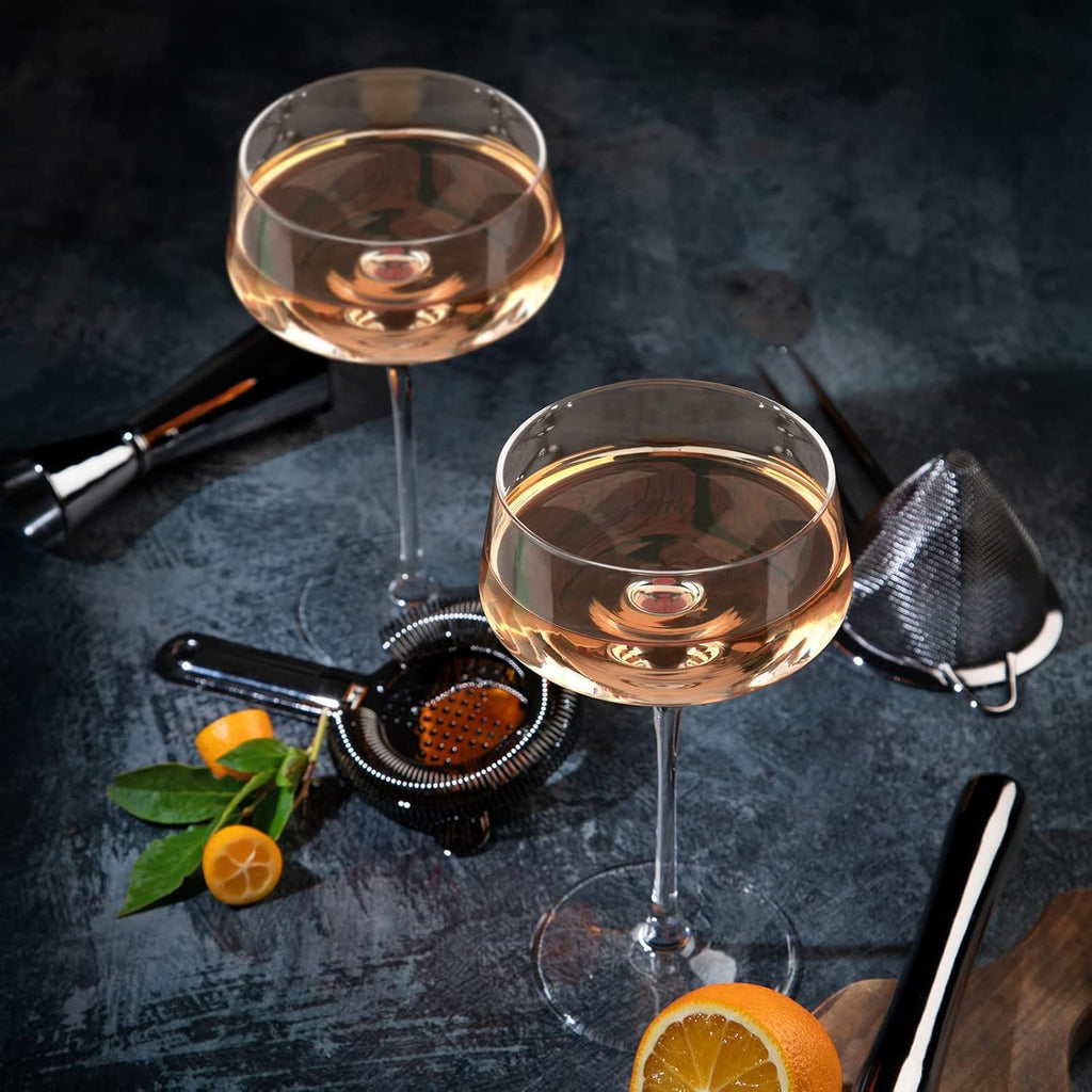 Hand Blown Martini Glasses Set of 4, 8 oz Crystal Cocktail Glass L169